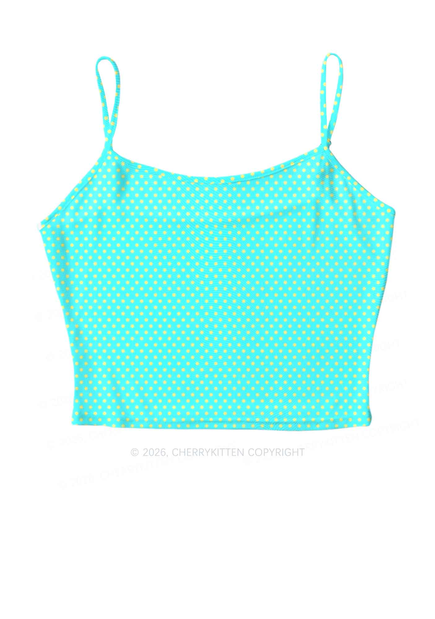 Yellow Dots On Green Y2K Mesh Cami Tank Cherrykitten