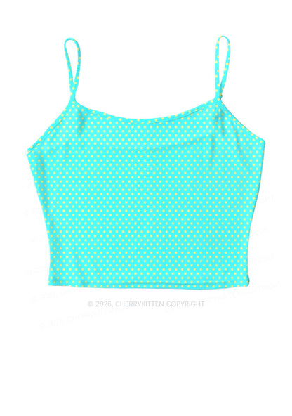 Yellow Dots On Green Y2K Mesh Cami Tank Cherrykitten