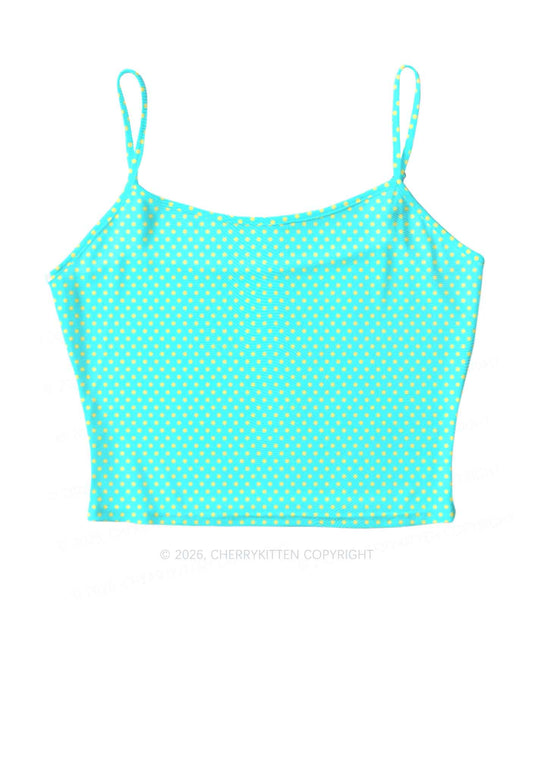 Yellow Dots On Green Y2K Mesh Cami Tank Cherrykitten