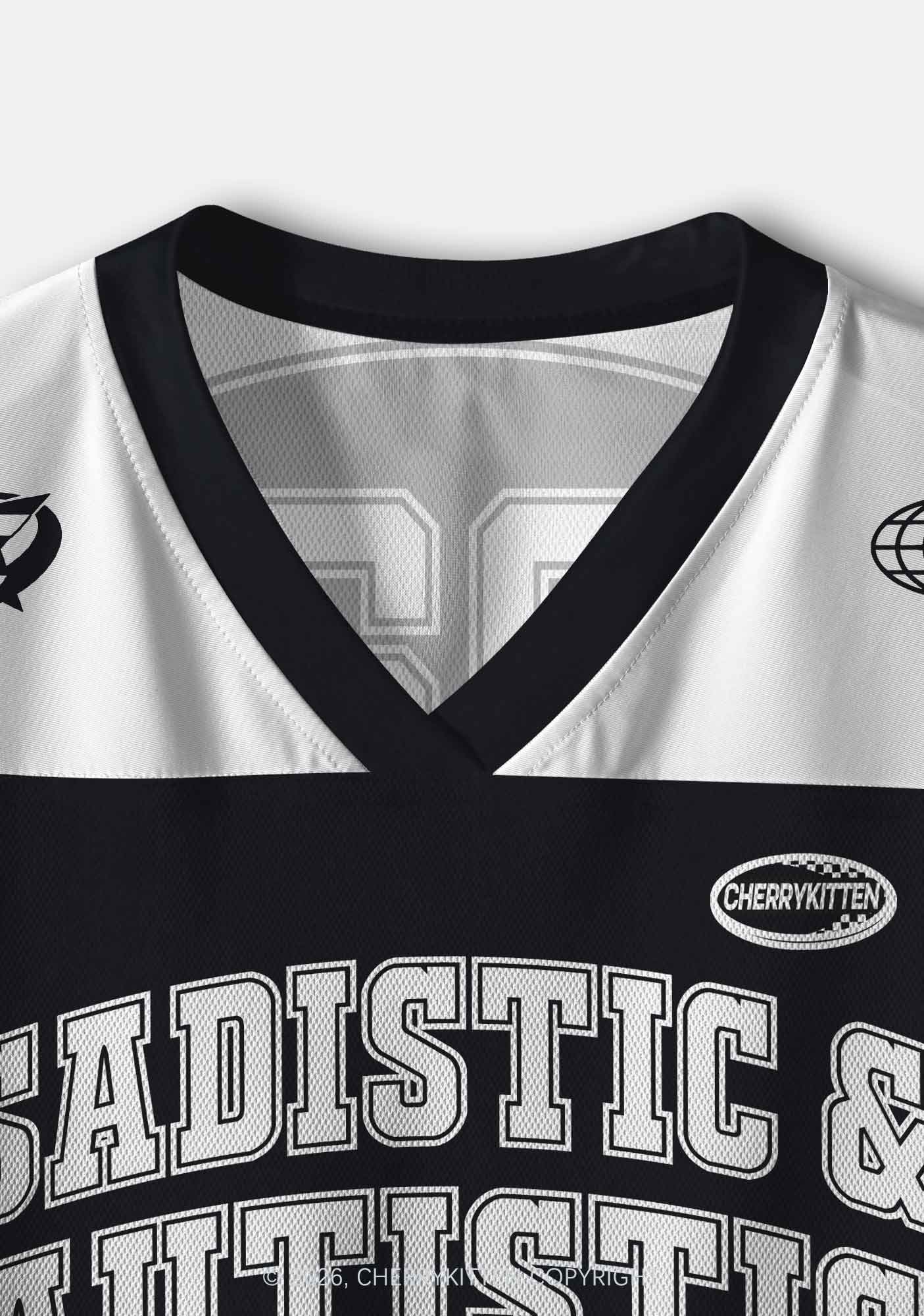 Sadistic And Autistic Y2K Crop Sport Jersey Shirts Cherrykitten