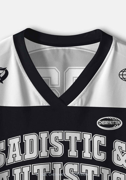 Sadistic And Autistic Y2K Crop Sport Jersey Shirts Cherrykitten