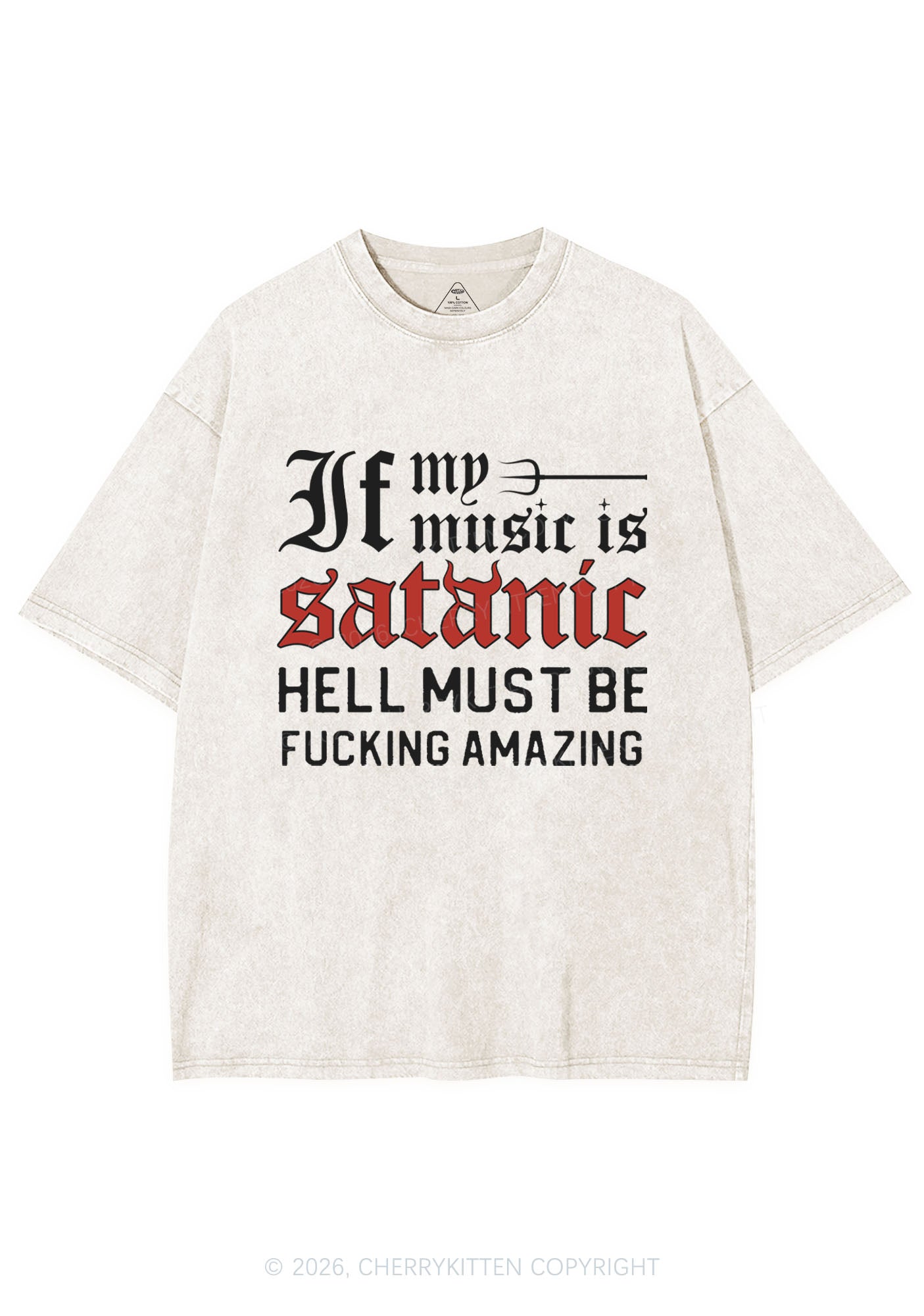 Halloween My Music Is Satanic Y2K Shirts Washed Tee Cherrykitten