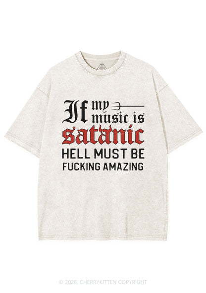 Halloween My Music Is Satanic Y2K Shirts Washed Tee Cherrykitten