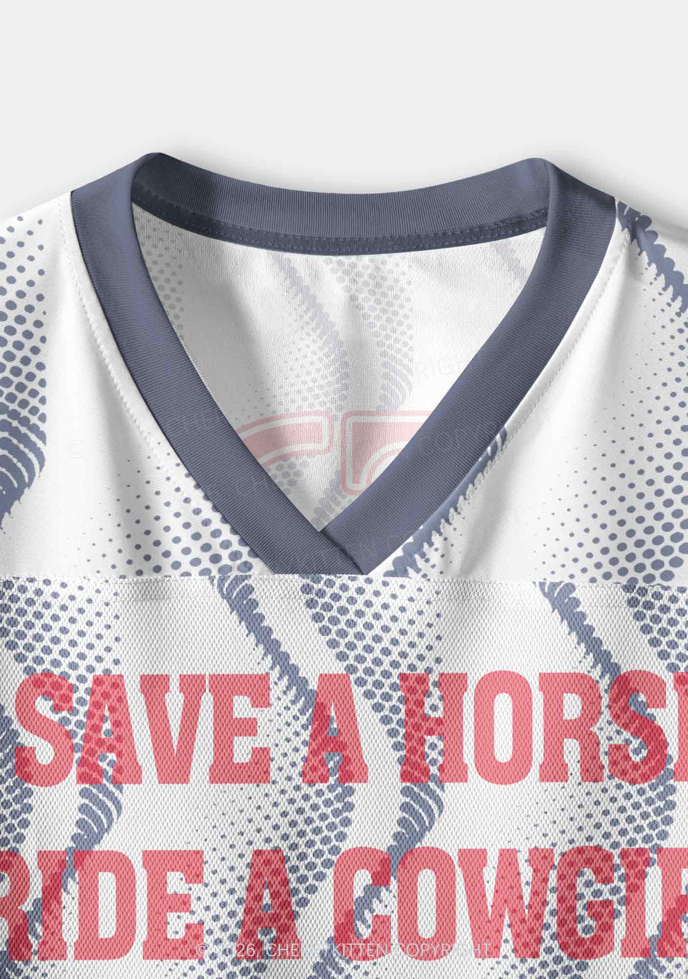Ride A Cowgirl Blue Wave Pride Y2K Crop Sport Jersey Shirts Cherrykitten