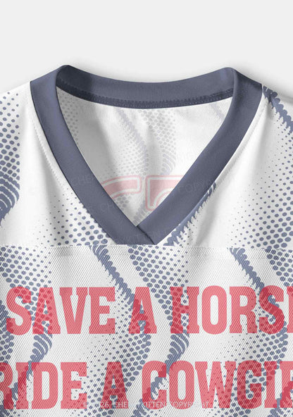 Ride A Cowgirl Blue Wave Pride Y2K Crop Sport Jersey Shirts Cherrykitten