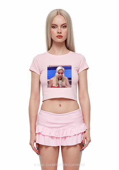 Red Eyeball Blonde Y2K Baby Tee Cherrykitten