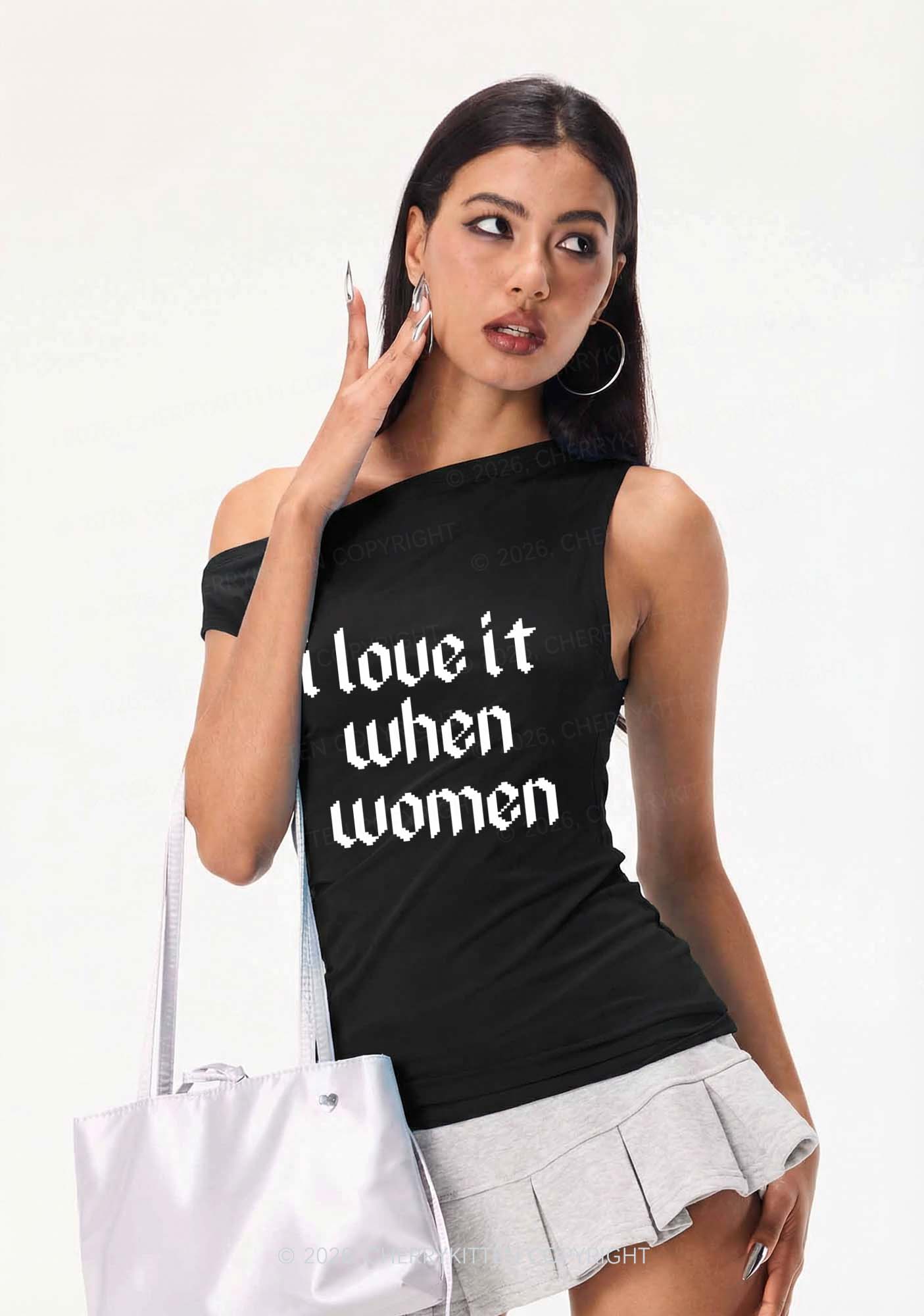 I Love It When Women Pride Y2K Off Shoulder Tank Top Cherrykitten