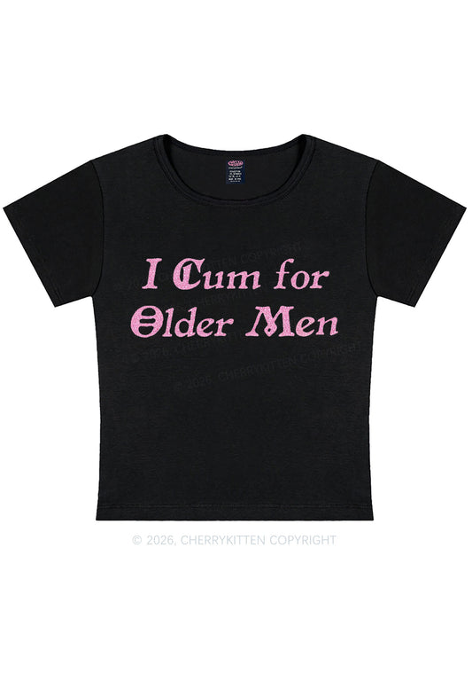 Glitter Come For Older Men Y2K Baby Tee Cherrykitten