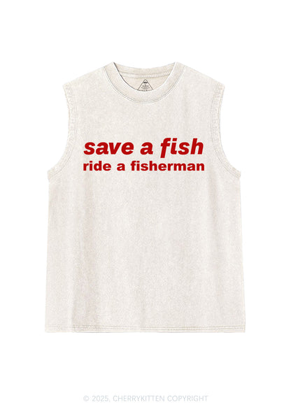 Save A Fish Y2K Washed Muscle Tank Cherrykitten