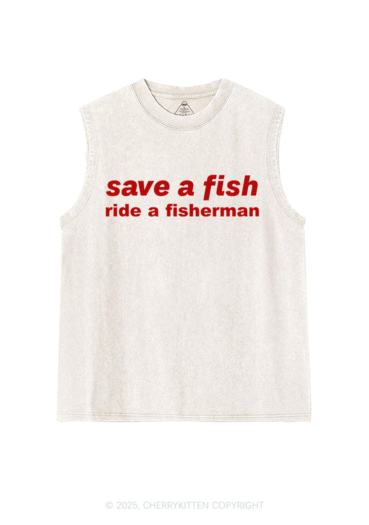 Save A Fish Y2K Washed Muscle Tank Cherrykitten