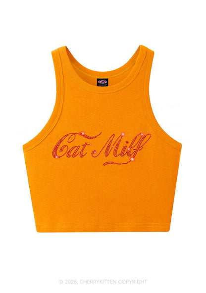 Rhinestone Cat Mxxf Y2K Crop Tank Top Cherrykitten
