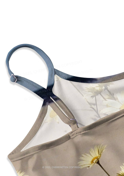 Yellow Daisy Y2K Print Cami Crop Top Cherrykitten