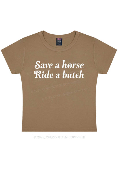 Save Horse Ride Butch Y2K Baby Tee Cherrykitten