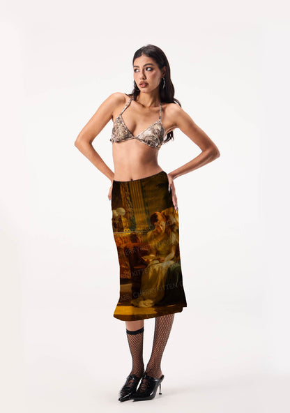 Two Women Reading Letter Pride Y2K Print Midi Skirt Cherrykitten