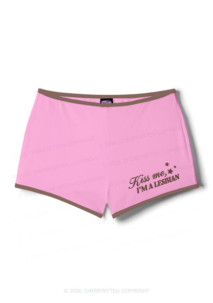 Kiss Me Im A Lesbian Pride Y2K Booty Shorts Cherrykitten