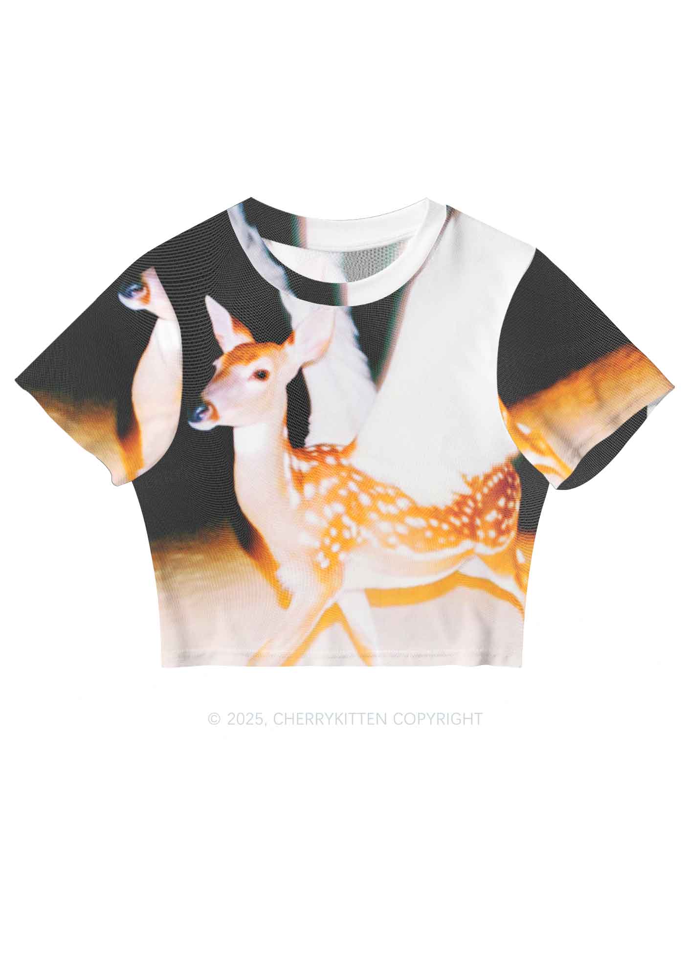 Deer Wings Y2K Mesh Crop Top Cherrykitten