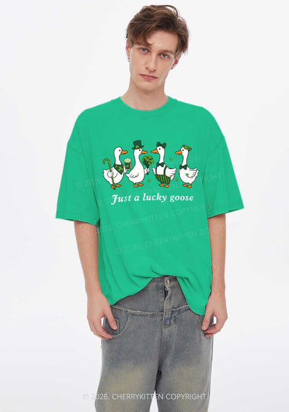 Just A Lucky Goose St Patricks Y2K Shirts Washed Tee Cherrykitten