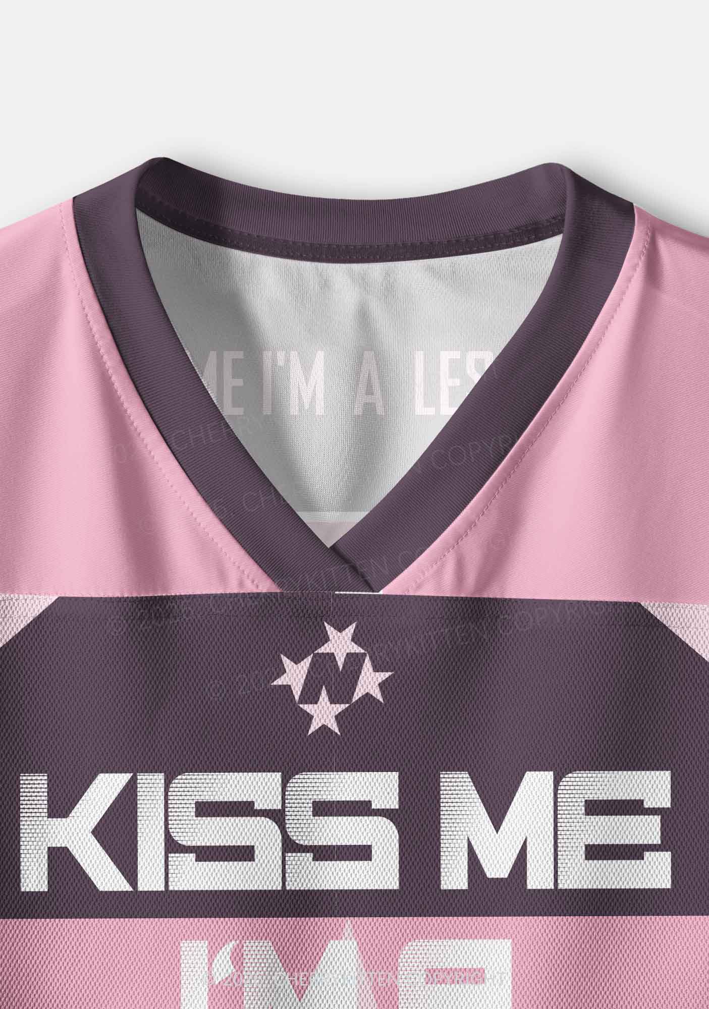 Kiss Me Im Lesbian Pride Y2K Crop Sport Jersey Shirts Cherrykitten