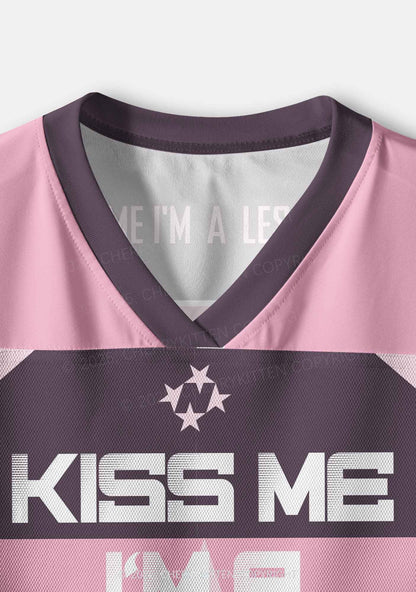 Kiss Me Im Lesbian Pride Y2K Crop Sport Jersey Shirts Cherrykitten
