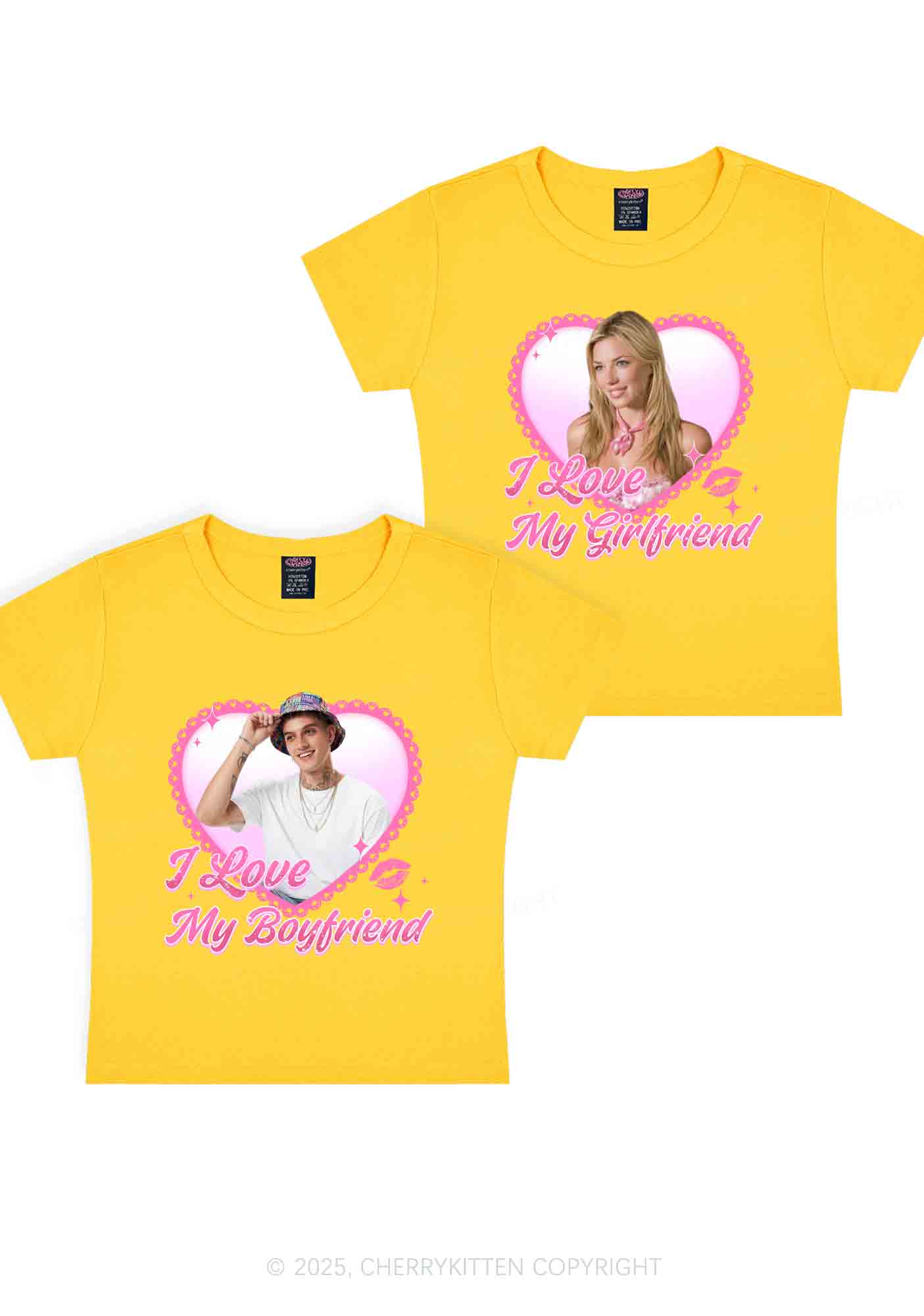 Custom Love My GF BF Photo Y2K Valentine's Day Baby Tee Cherrykitten