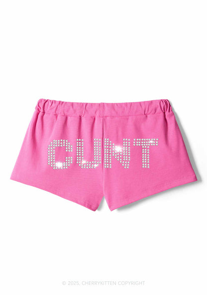 Rhinestone Cxxt Y2K Drawstring Mini Shorts Cherrykitten