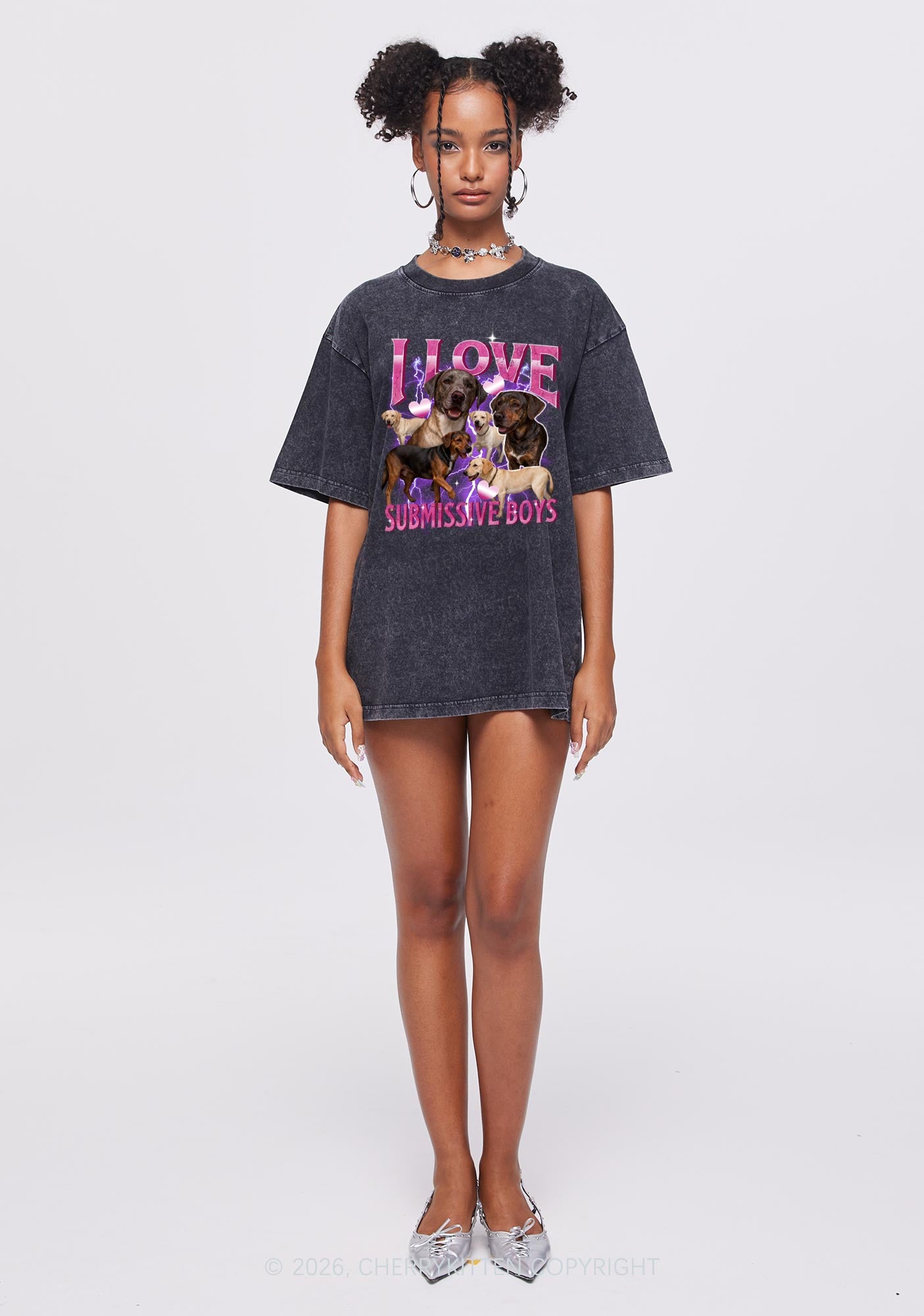 I Love S Dogs Y2K Shirts Washed Tee Cherrykitten