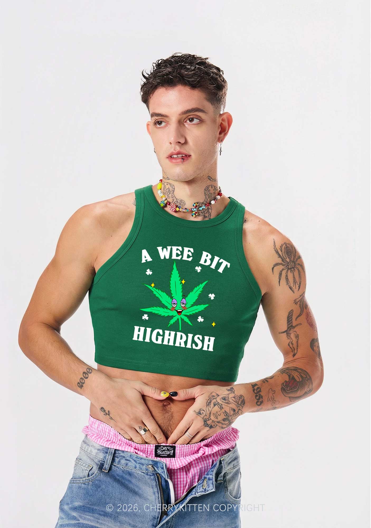 A Wee Bit Highrish St Patricks Y2K Crop Tank Top Cherrykitten