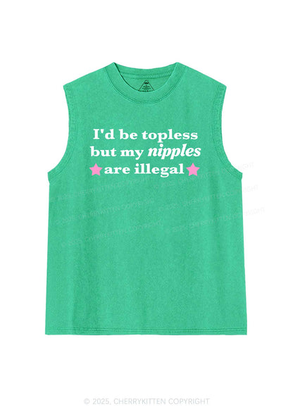 Nixxles Are Illegal Y2K Washed Muscle Tank Cherrykitten