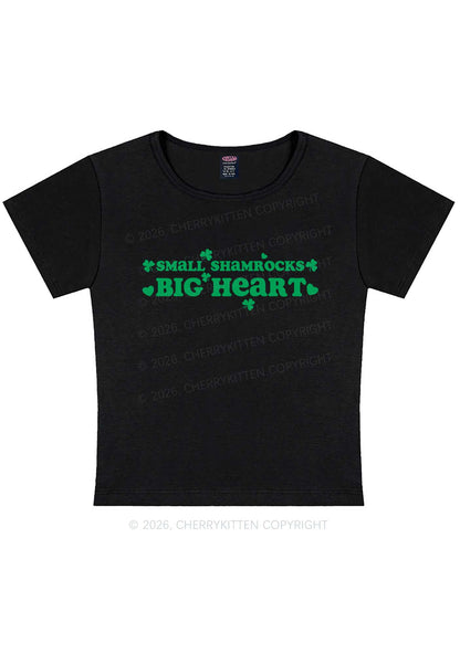 Small Shamrocks Big Heart St Patricks Y2K Baby Tee Cherrykitten