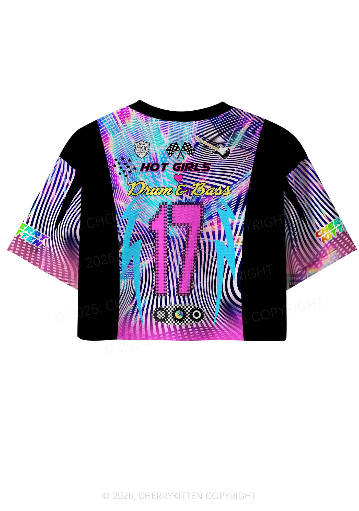 Hot Girls Love Drum And Bass Y2K Crop Sport Jersey Shirts Cherrykitten