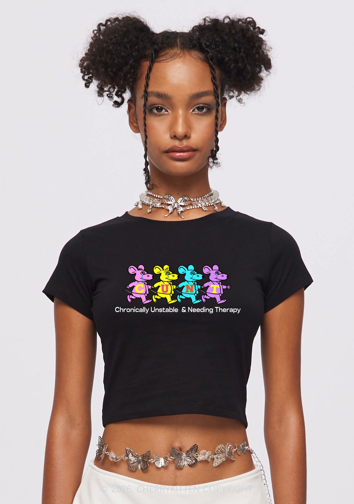 Chronically Unstable Needing Therapy Y2K Baby Tee Cherrykitten