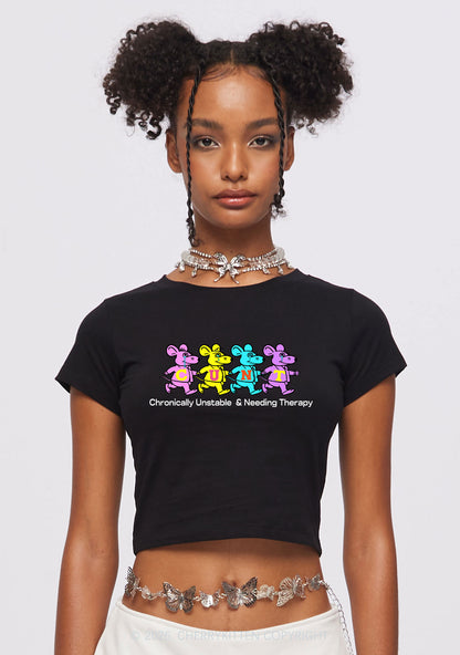 Chronically Unstable Needing Therapy Y2K Baby Tee Cherrykitten