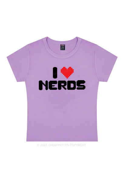 Pixel I Love Nerds Y2K Baby Tee Cherrykitten