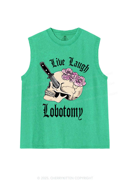 Live Laugh Lobotomy Skull Y2K Washed Muscle Tank Cherrykitten