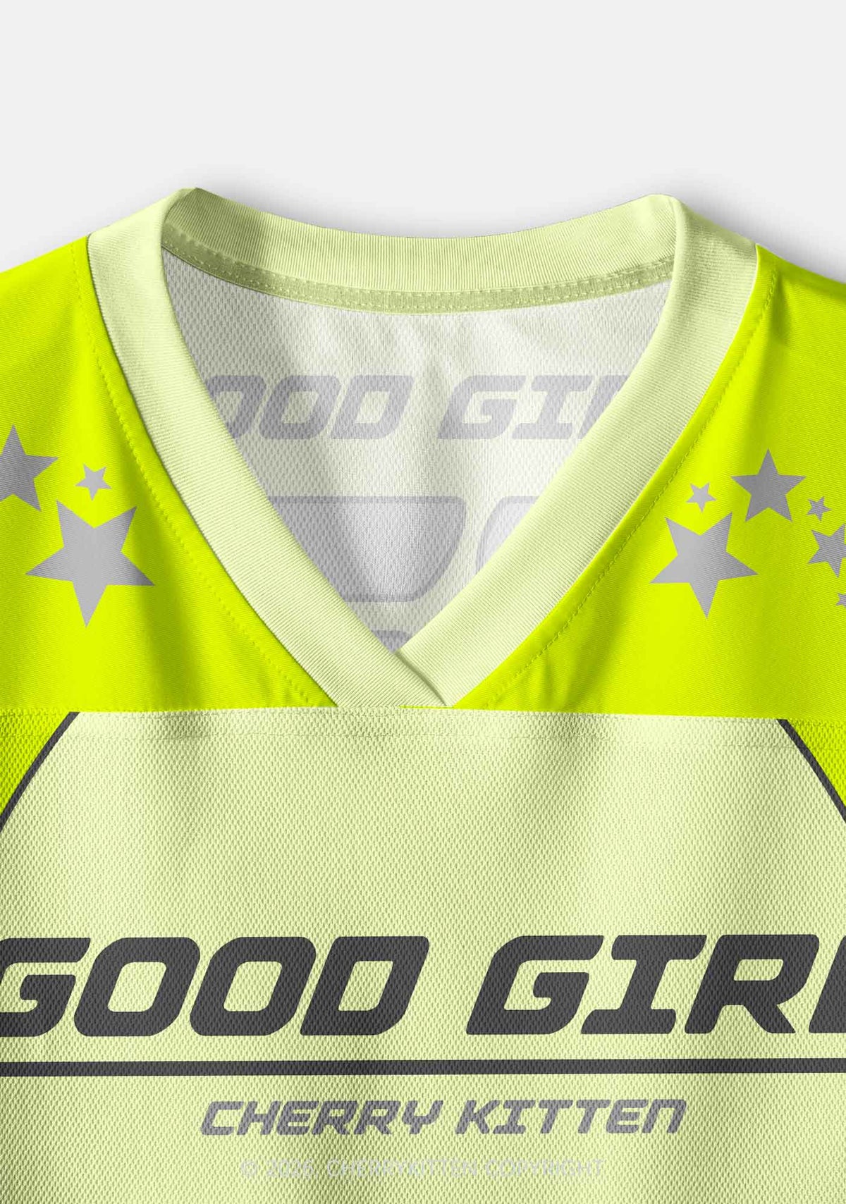 Lime Green Good Girl Y2K Crop Sport Jersey Shirts Cherrykitten