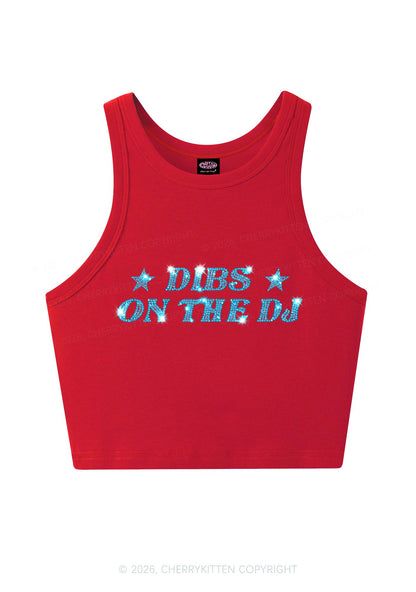 Rhinestone Dibs On The Dj Y2K Crop Tank Top Cherrykitten