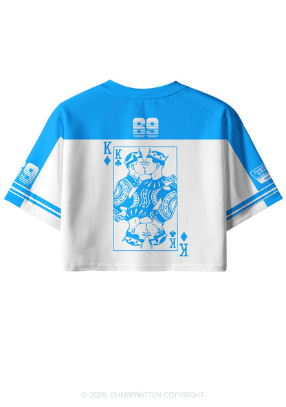 Blue Gay King Pride Y2K Crop Sport Jersey Shirts Cherrykitten