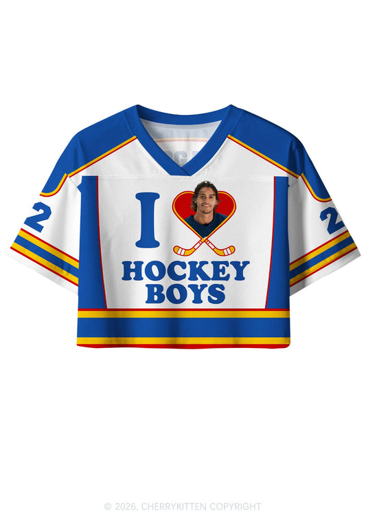 I Love Hockey Boy JL Y2K Crop Sport Jersey Shirts Cherrykitten