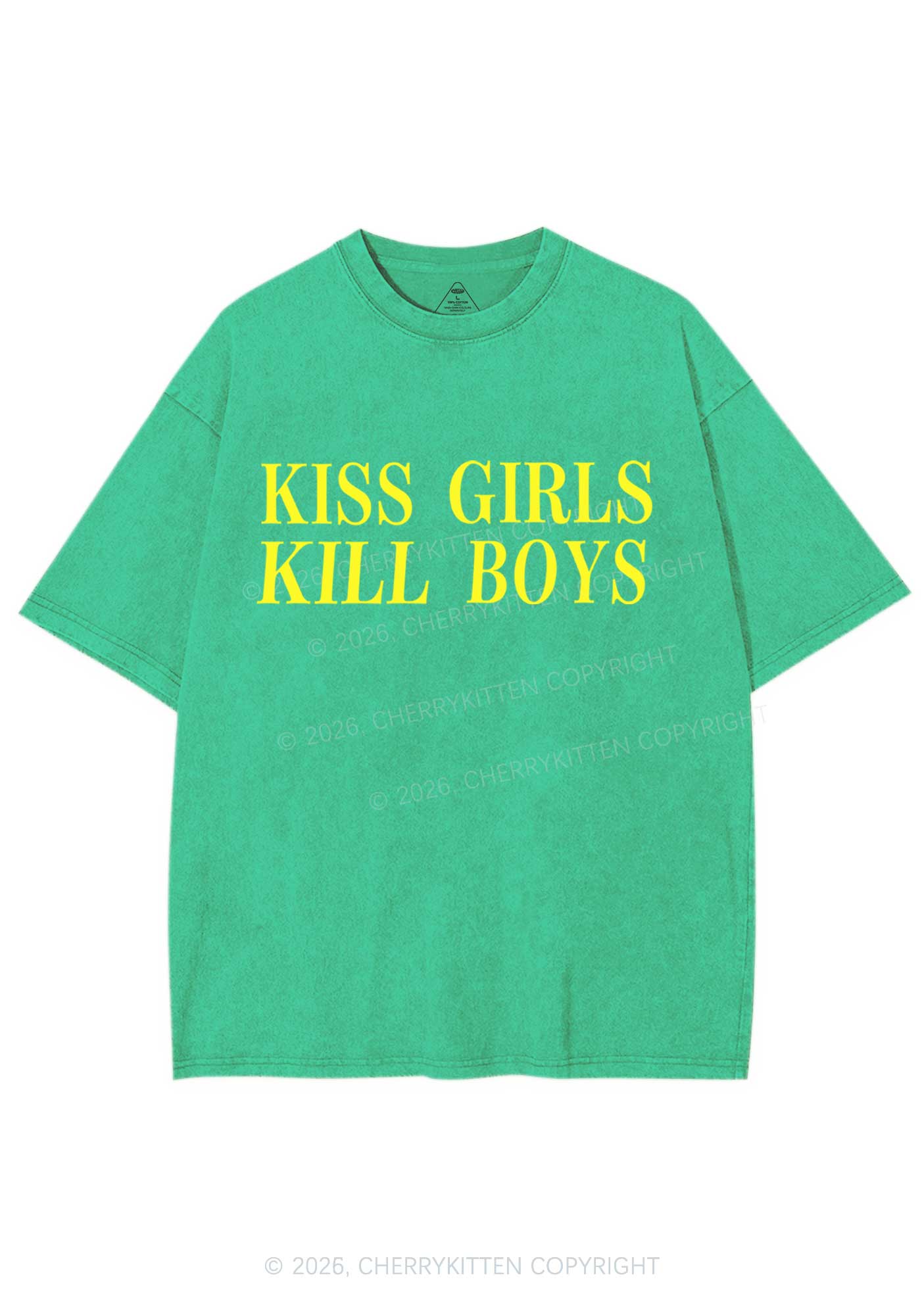 Kiss Girls Kill Boys Pride Y2K Shirts Washed Tee Cherrykitten