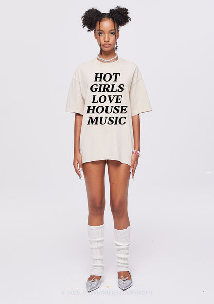 Girls Love House Music Y2K Shirts Washed Tee Cherrykitten