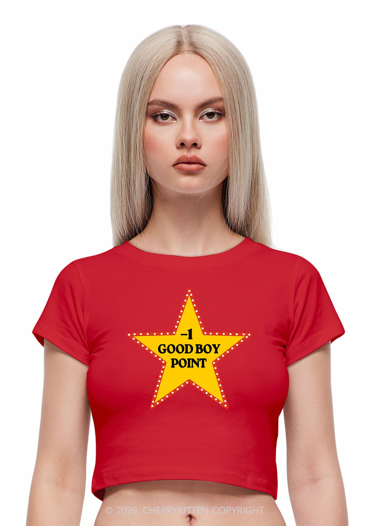 Minus One Good Boy Point Y2K Baby Tee Cherrykitten
