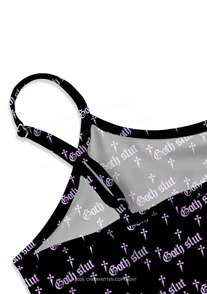 Halloween Pink Goth Slxt Y2K Print Cami Crop Top Cherrykitten