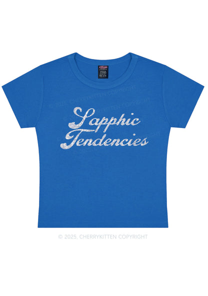 Glitter Sapphic Tendencies Pride Y2K Baby Tee Cherrykitten