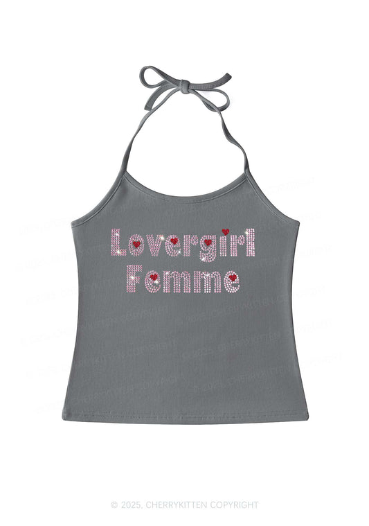 Rhinestone Lovergirl Femme Pride Y2K Halter Neck Cami Cherrykitten