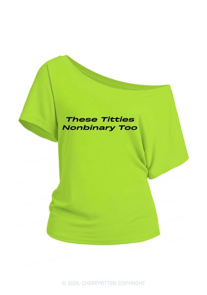 Txtties Nonbinary Too Pride Y2K Off Shoulder Tee Cherrykitten