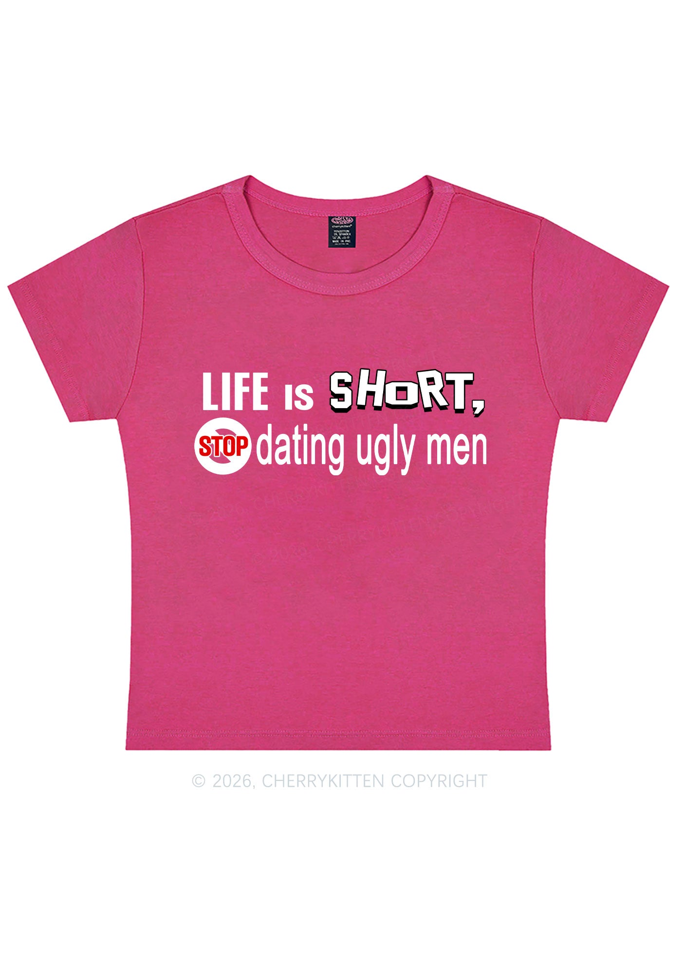 Stop Dating Ugly Men Y2K Baby Tee Cherrykitten