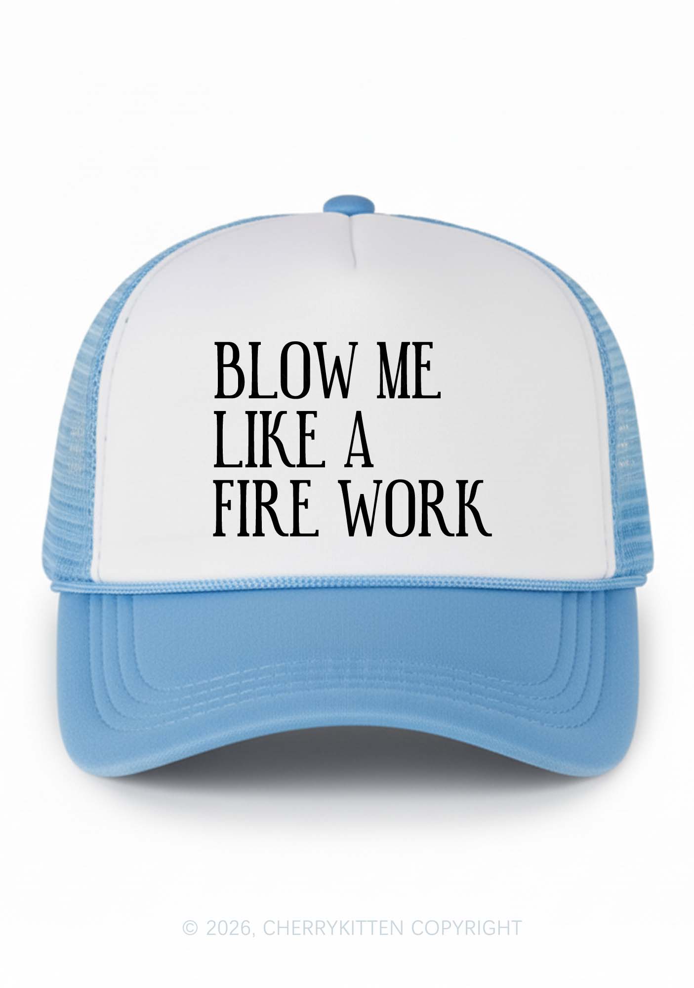 Blow Me Like Fire Work Y2K Colorblock Trucker Hat Cherrykitten