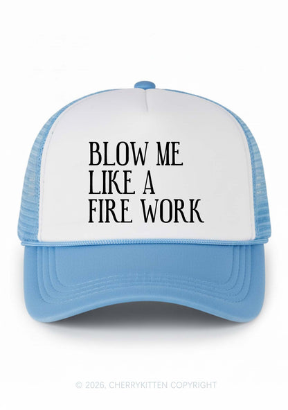 Blow Me Like Fire Work Y2K Colorblock Trucker Hat Cherrykitten