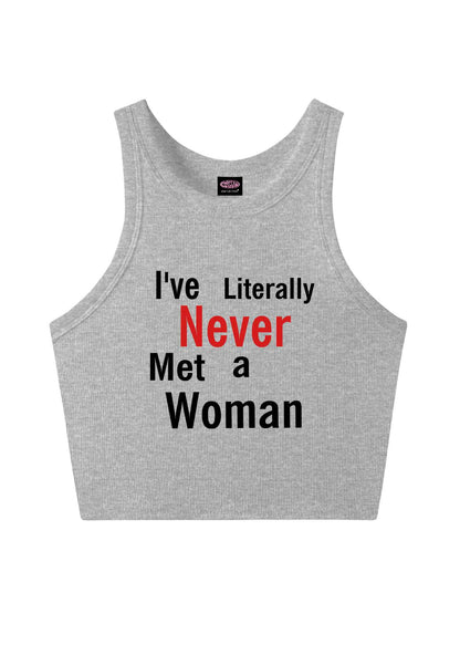 Never Met A Woman Pride Y2K Crop Tank Top Cherrykitten
