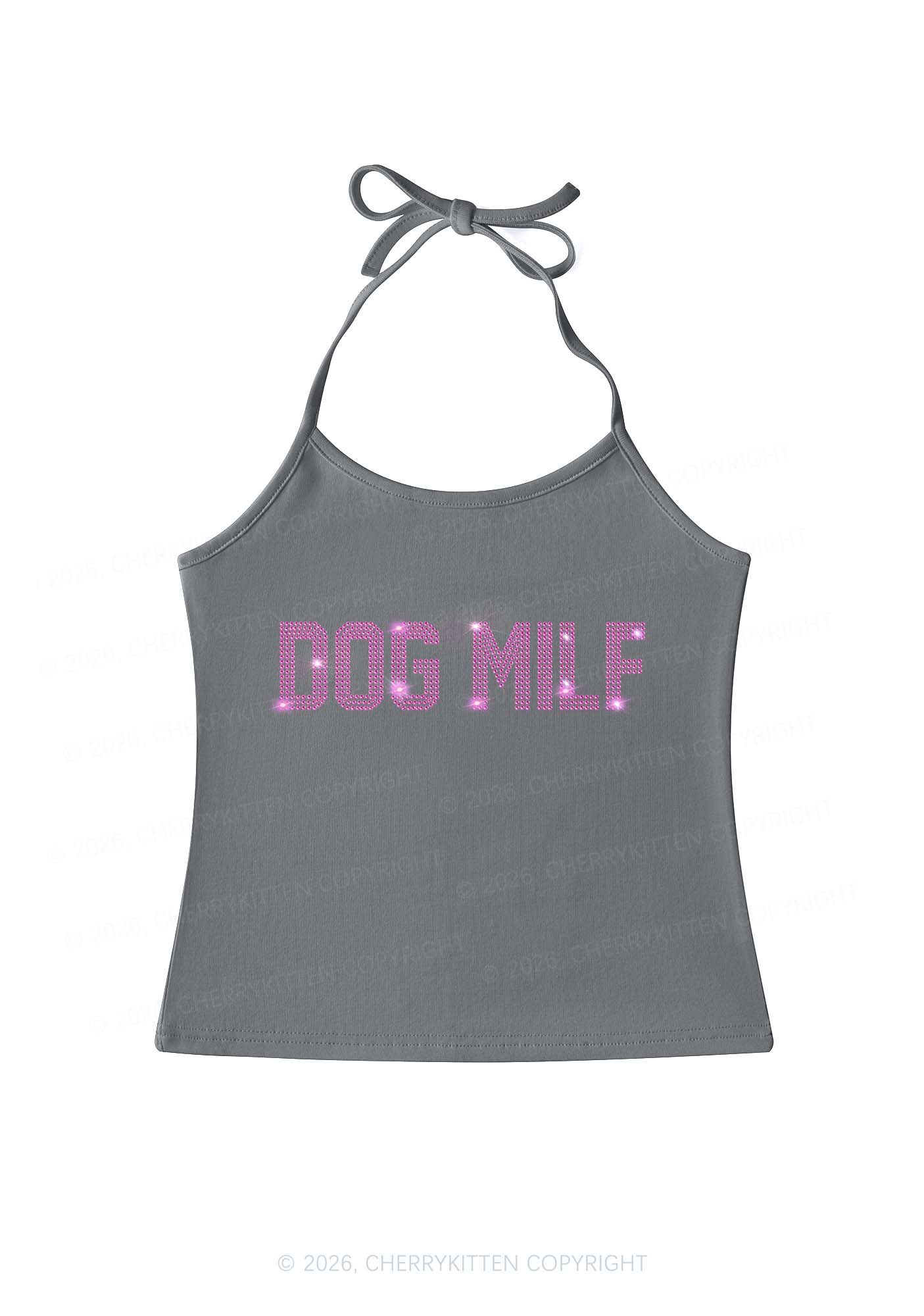 Rhinestone Dog Mxxf Y2K Halter Neck Cami Cherrykitten